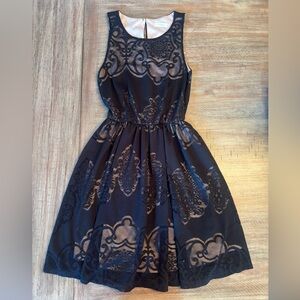 Lush Black and tan small lace mini dress